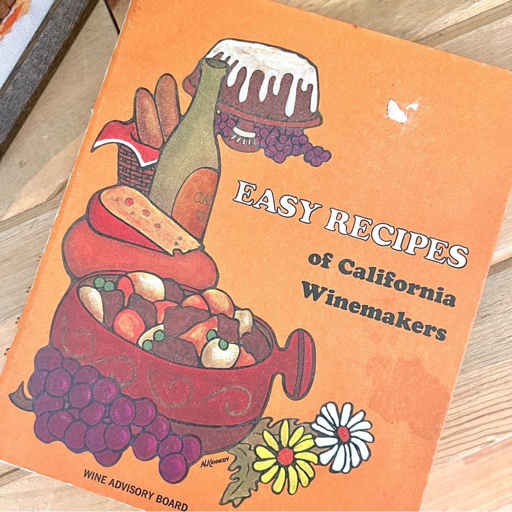 Easy Recipes of California Winemakers. 1970 Spiral Bound Hardcover Cook Book